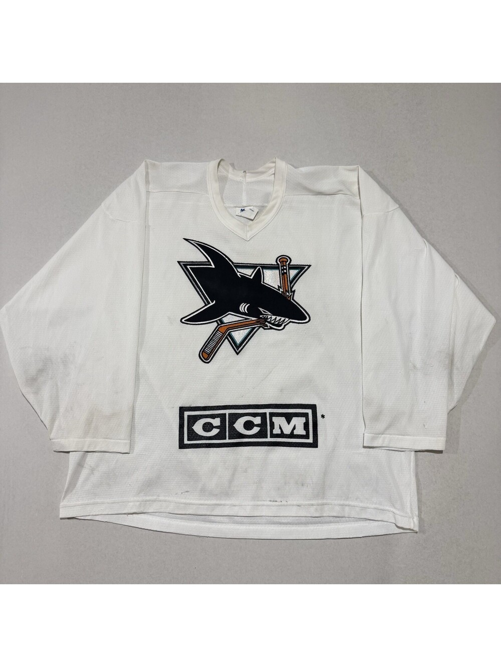 Vintage 90s San Jose Sharks Hockey Jersey Size Large Made In USA Masks Men’s